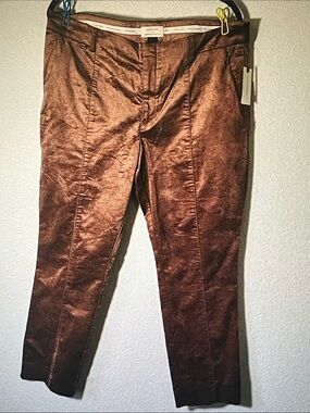 Anthropologie Metallic Copper Straight-Leg Pants